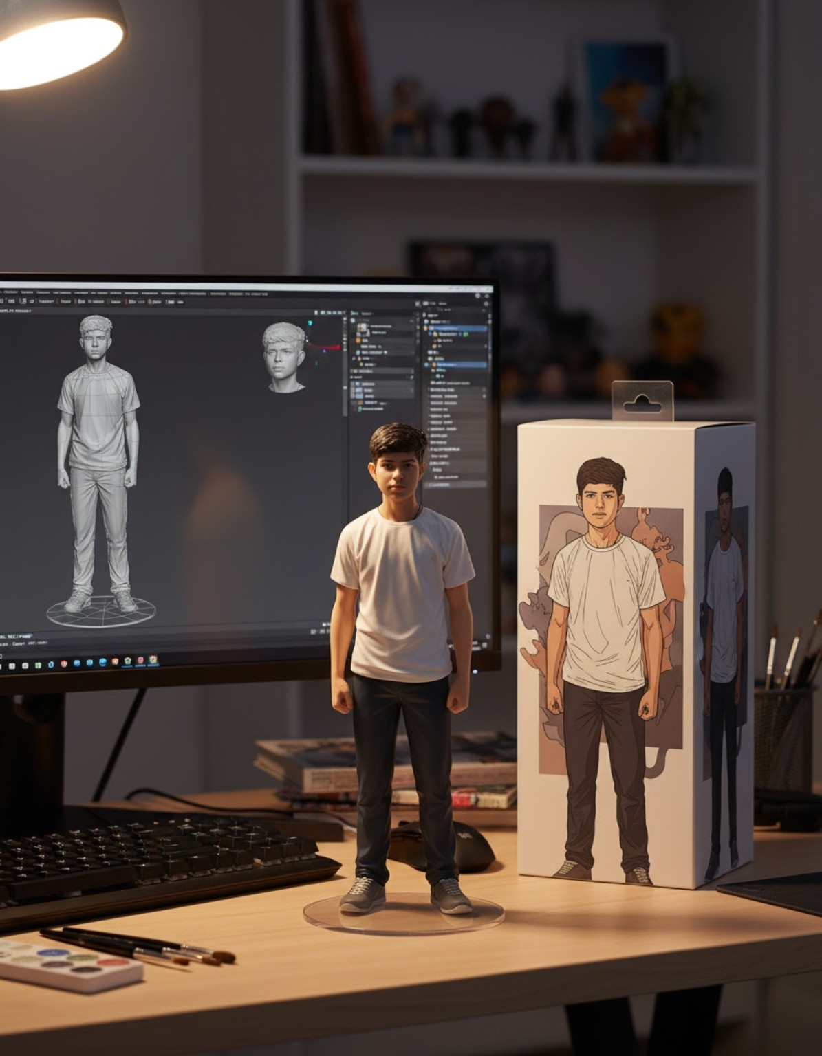 A glimpse of the making process, where visual ideas move between screen and space.
