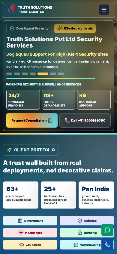 Truth Solutions mobile homepage, image 1